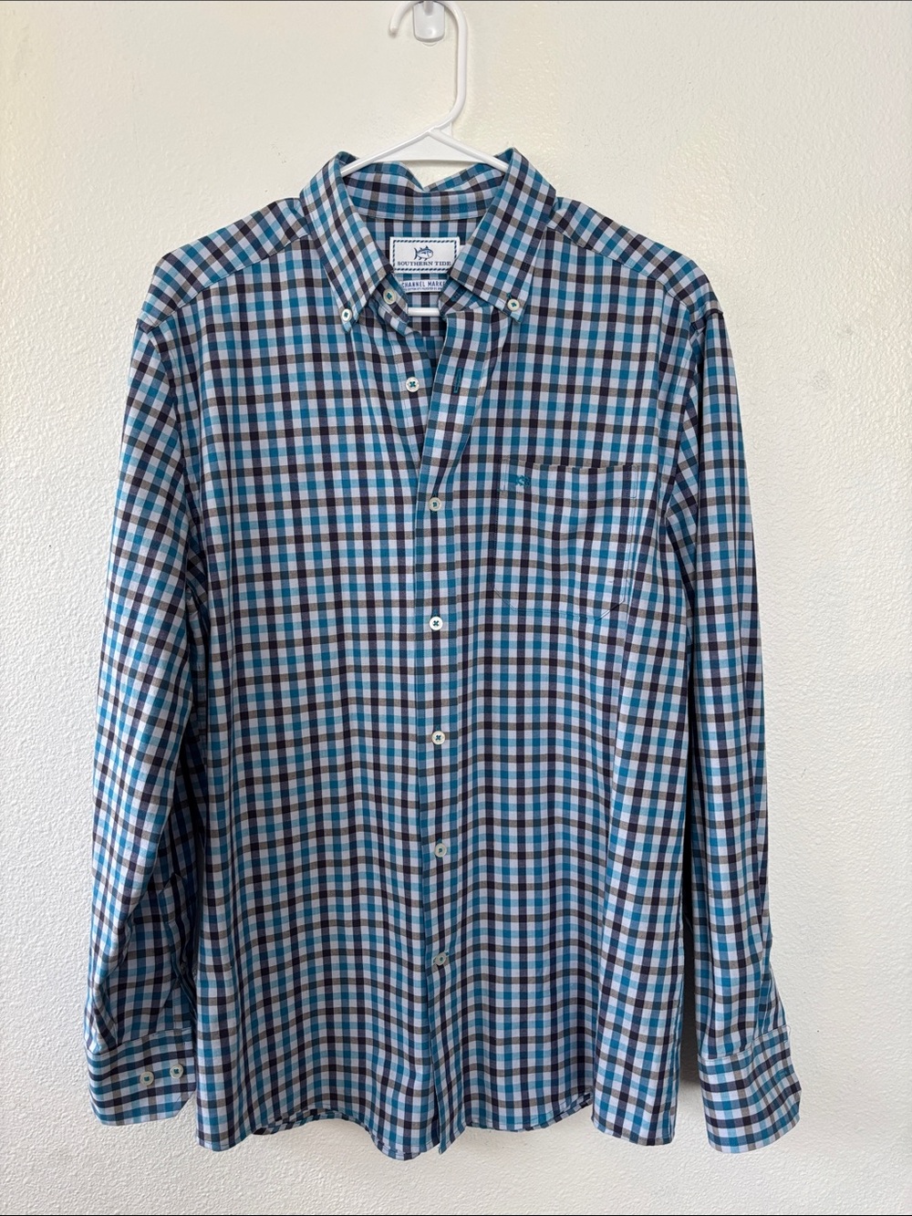 Southern Tide Blue and Navy Plaid Button-Down Shirt -668sku